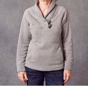 Eddie Bauer Women's Gray Sweater with Toggle Closure